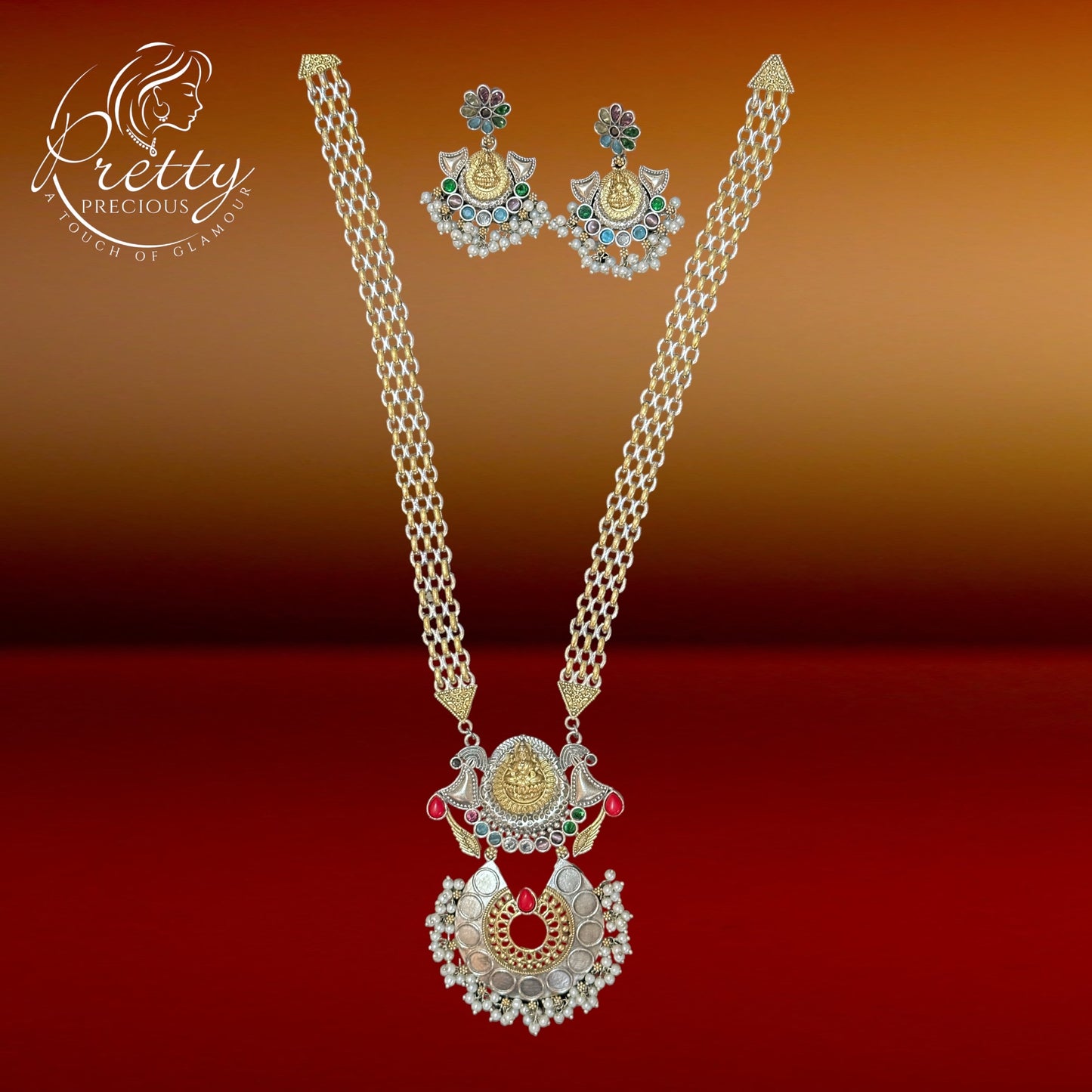 805147 Long Necklace With Oxidised Plating