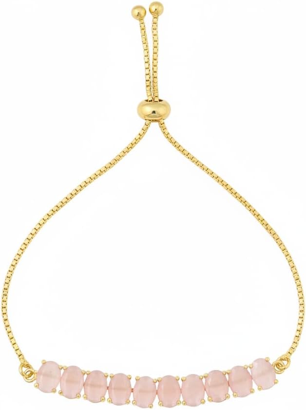 440738-Pretty Precious Gold Plated Cubic Zirconia Adjustable Chain Bracelet for Women | Elegant CZ Bracelet | Party, Wedding & Daily Wear Jewellery-Pink
