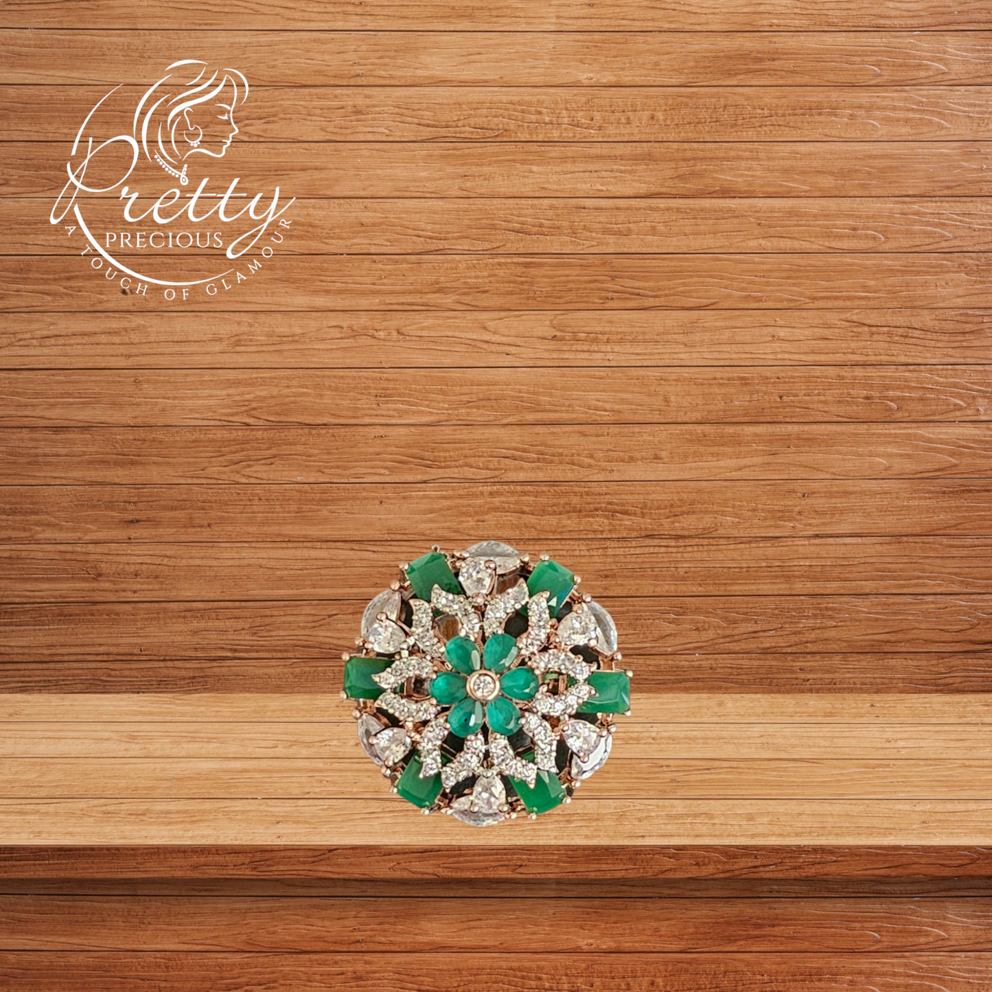 421414 Cz Classic Ring With Rose Plating