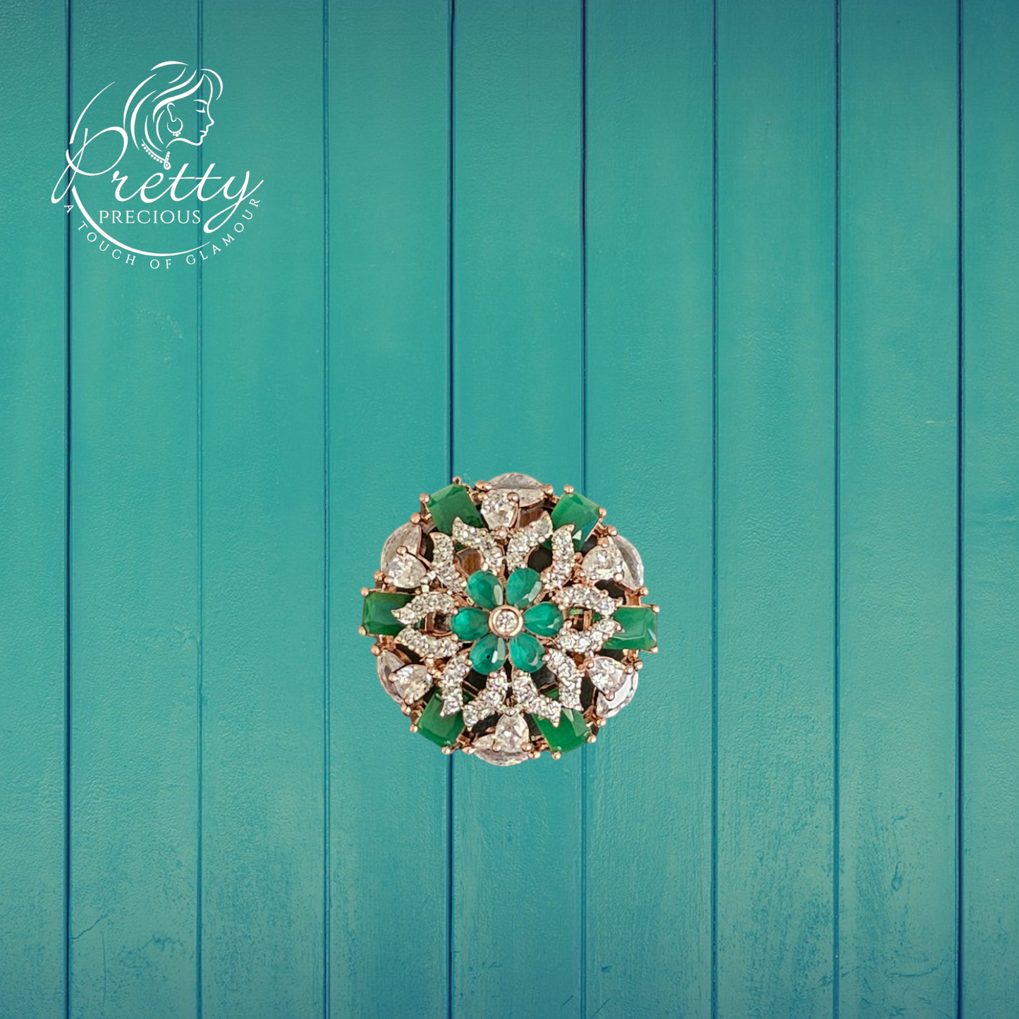 421414 Cz Classic Ring With Rose Plating