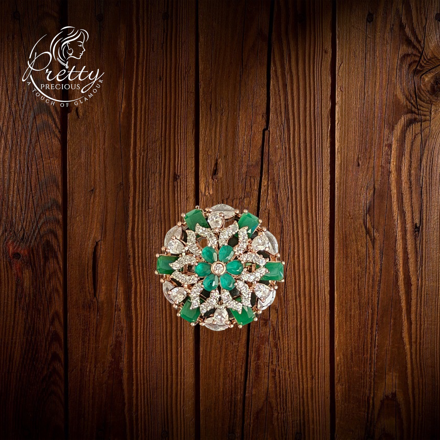 421414 Cz Classic Ring With Rose Plating