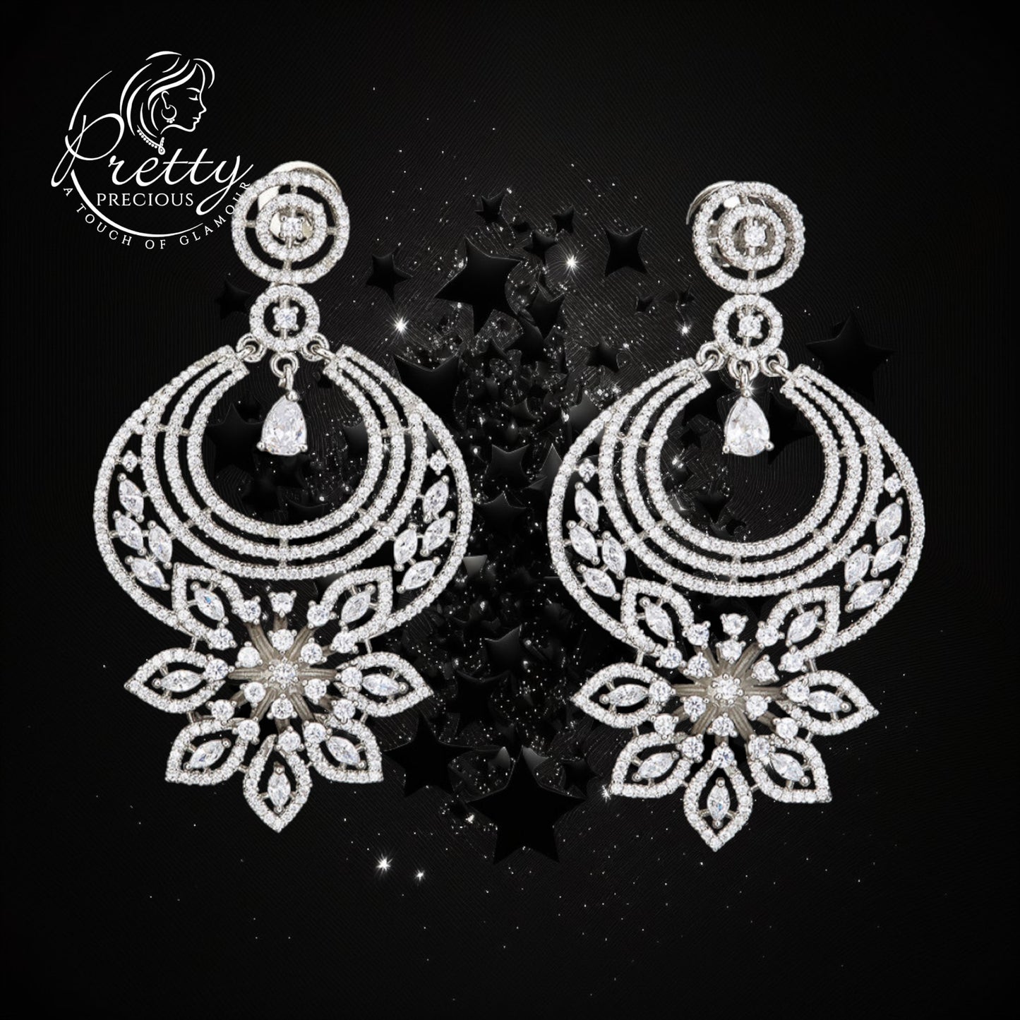 422161 American Diamond Chand Earring