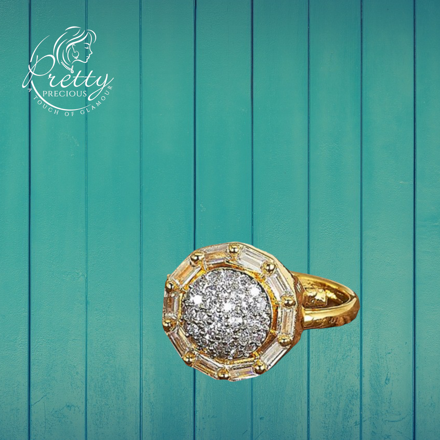 424468 Cz Delicate Ring With 2 Tone Plating