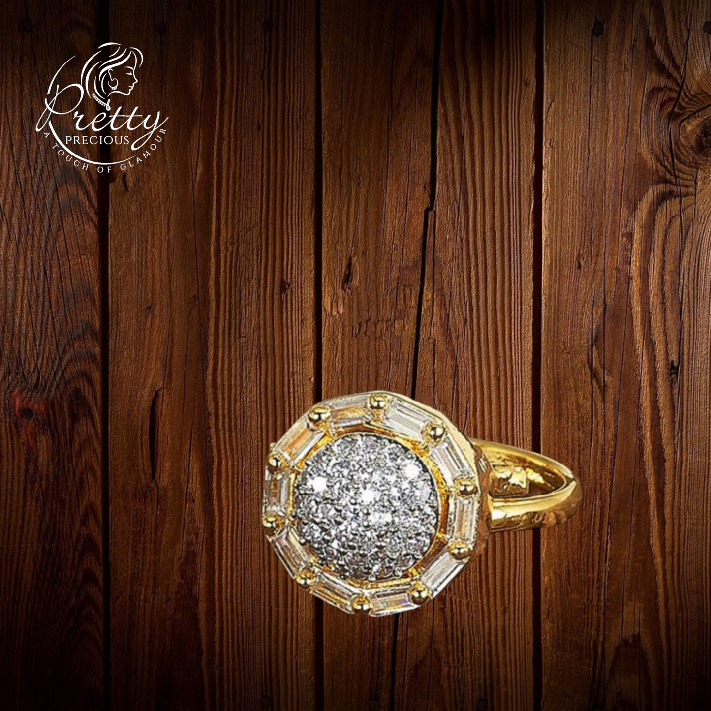 424468 Cz Delicate Ring With 2 Tone Plating