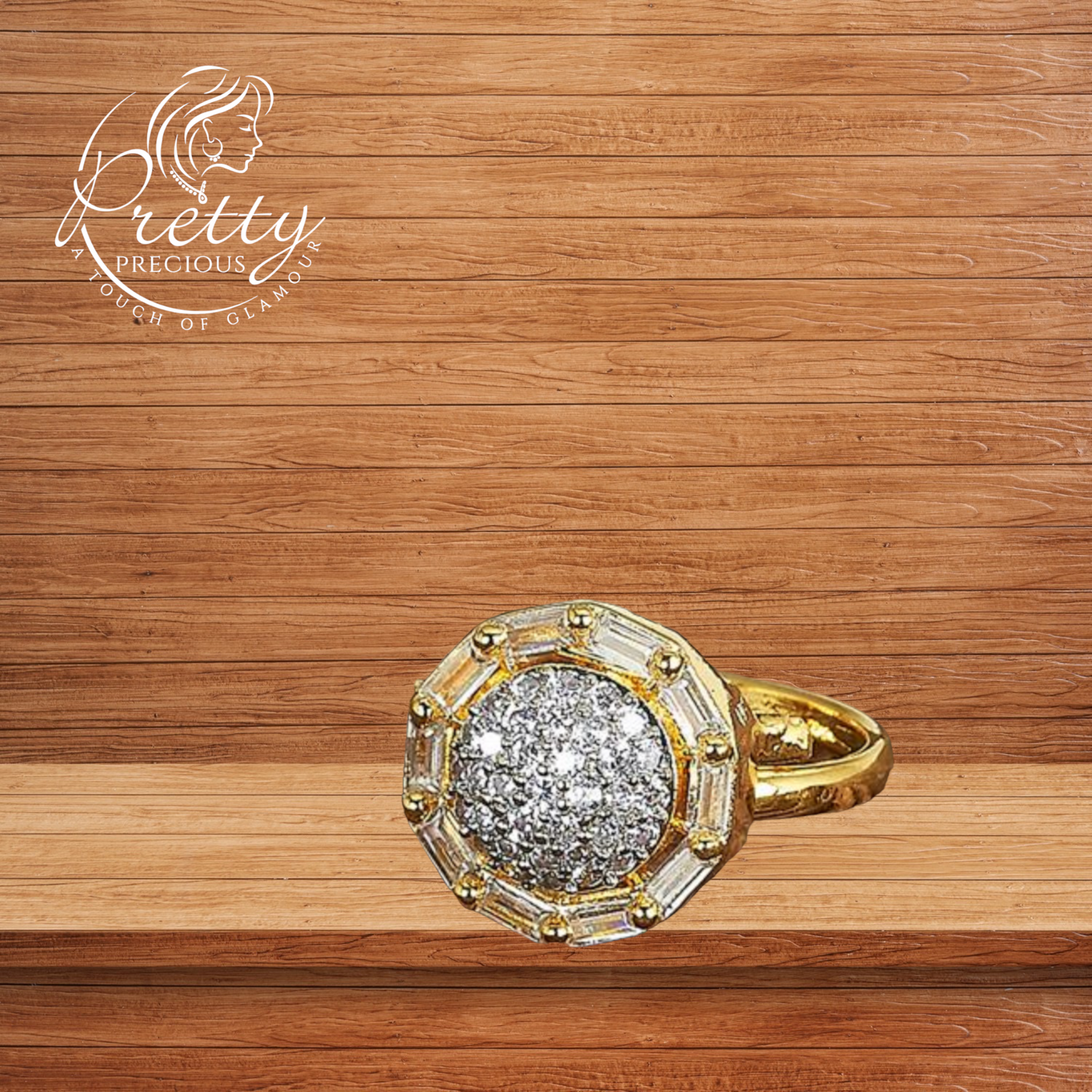 424468 Cz Delicate Ring With 2 Tone Plating