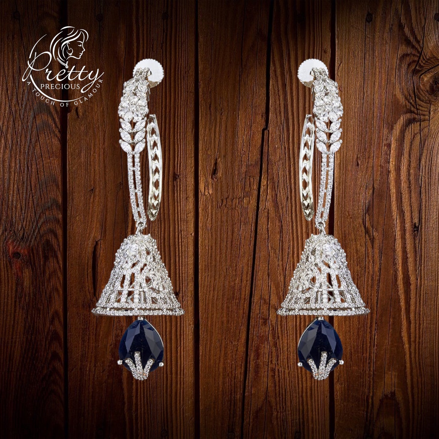 424748 Cubic Zirconia Classic Earring With Rhodium Plating