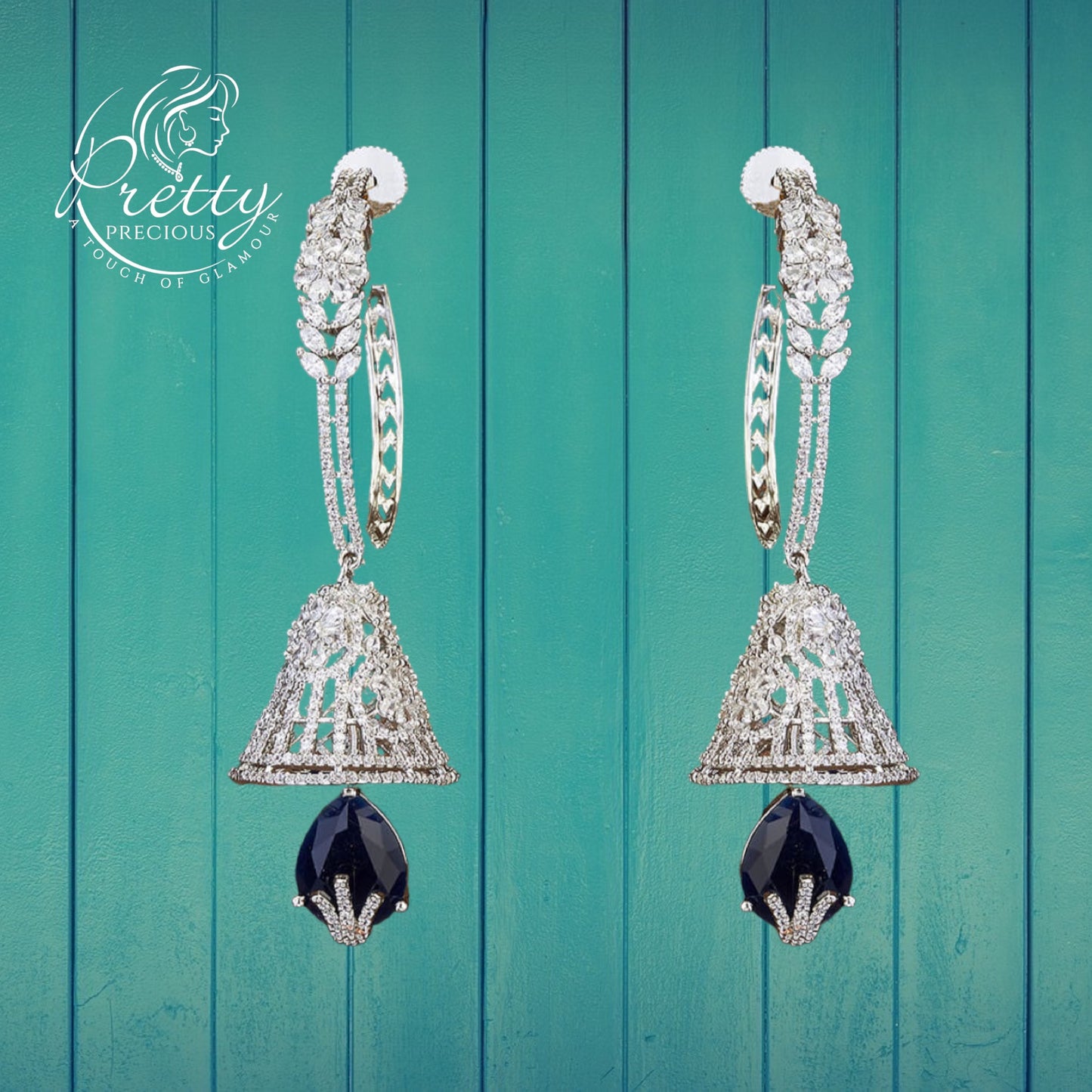 424748 Cubic Zirconia Classic Earring With Rhodium Plating