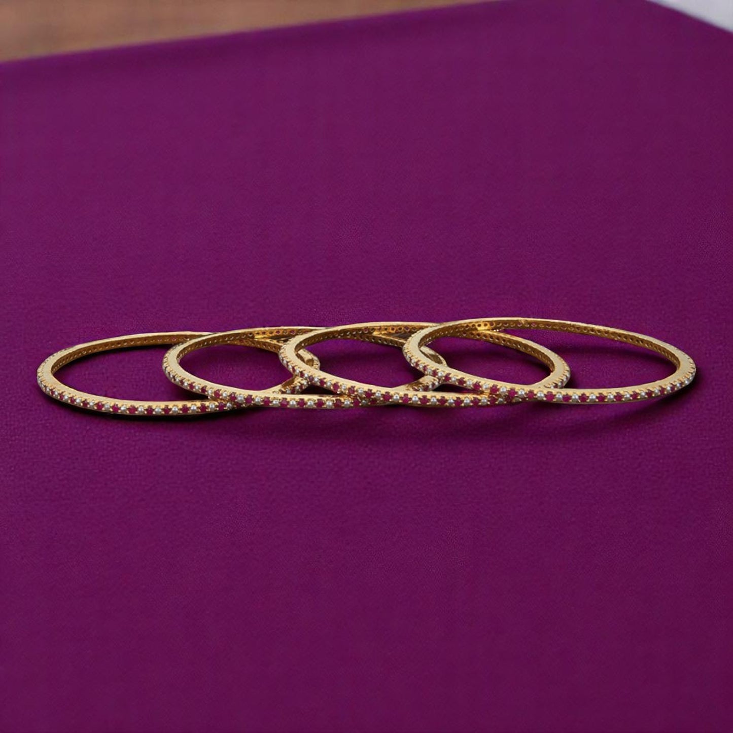 427268 Cz Moti Bangles With Gold Plating-Size 2.6