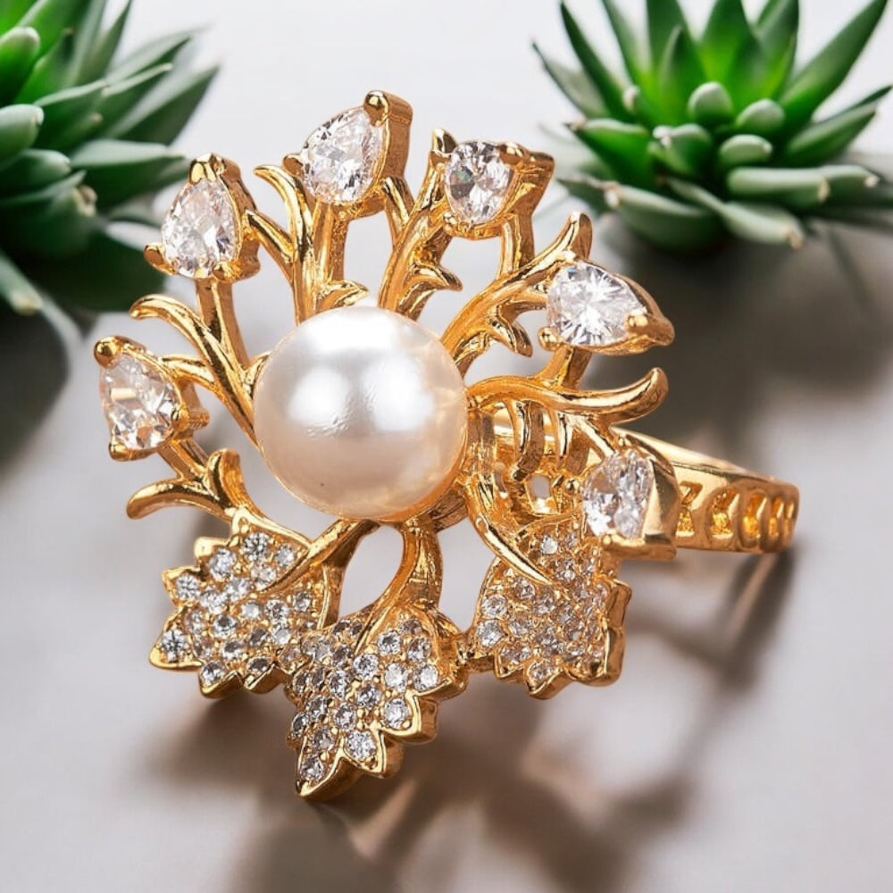 431811 Cz Adjustable Ring Golden