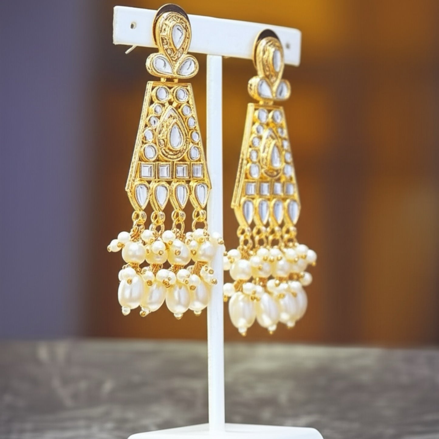 111258-Indo Western (Kundan) Earring-Pearl