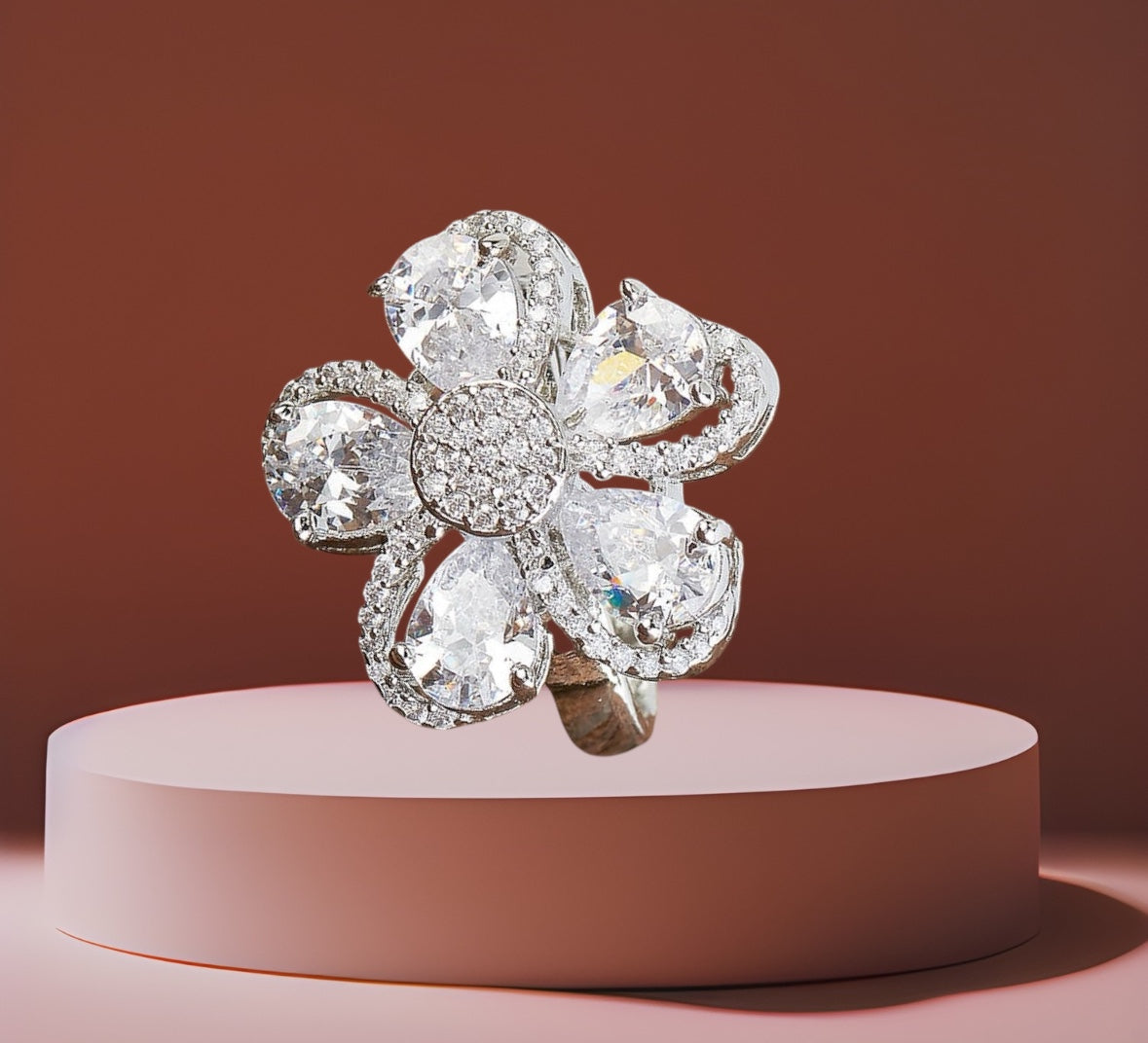 428617 Cz Adjustable Ring Silver