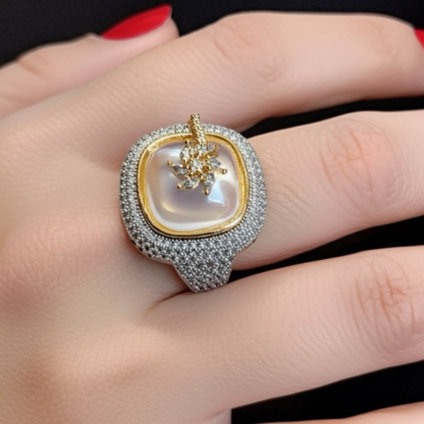 91859 RN Cz Adjustable Ring Moti