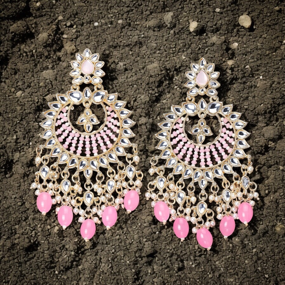 108536-Indo Western (Kundan) Earring-Pink