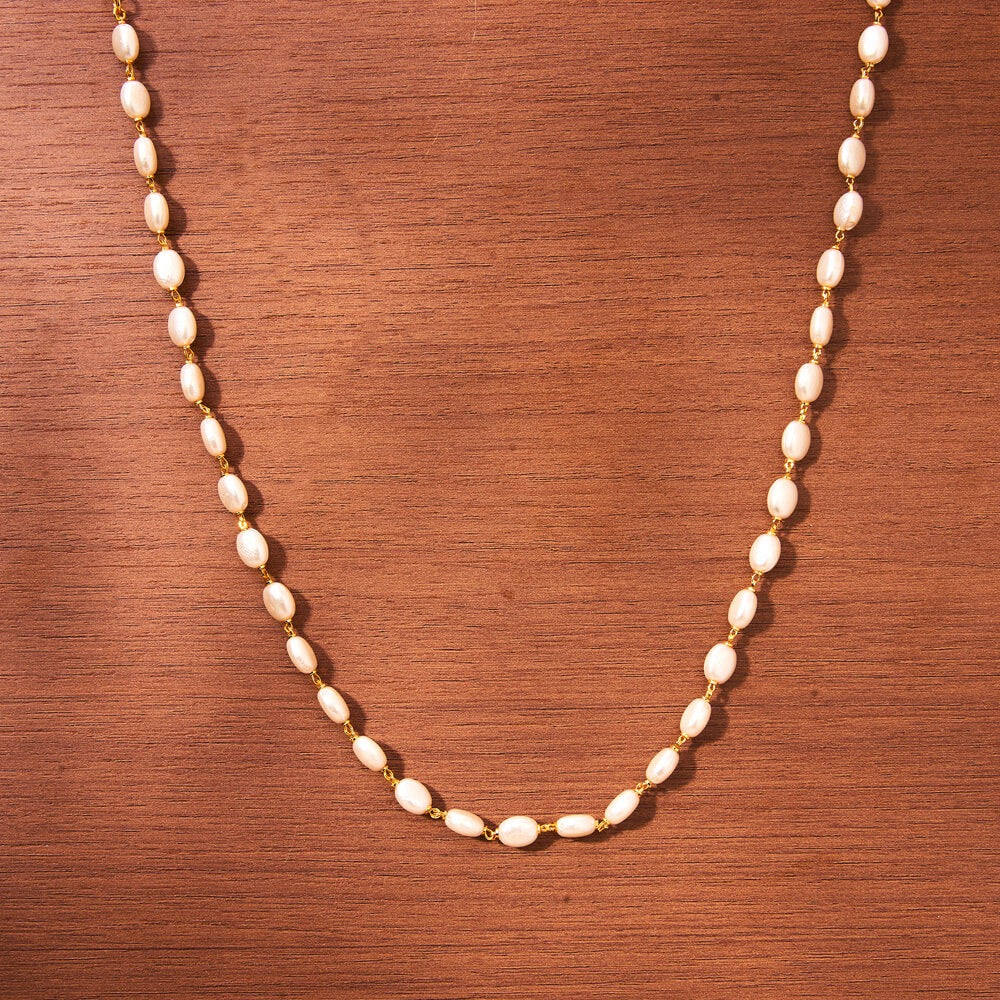 433188 Cz Classic Mala Necklace With Gold Plating-Moti