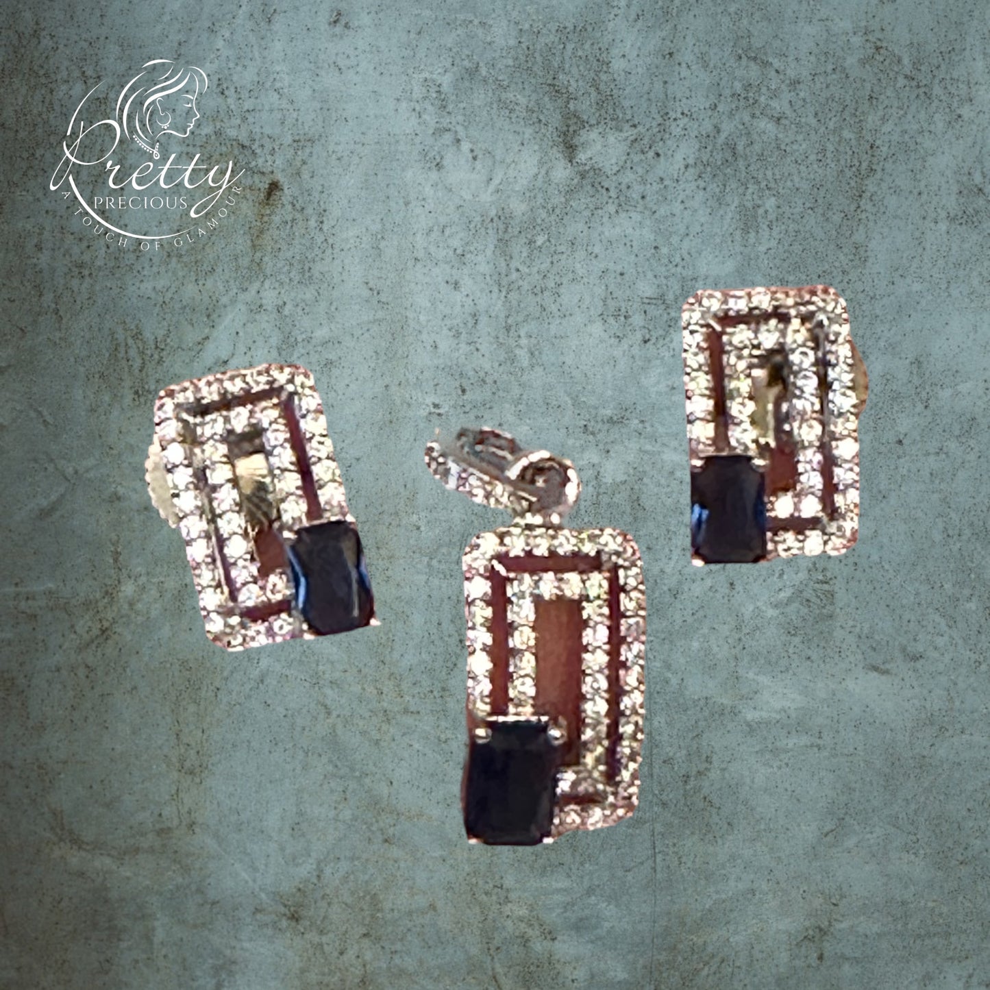 425942 Cz Delicate Pendant Set With 2 Tone Plating