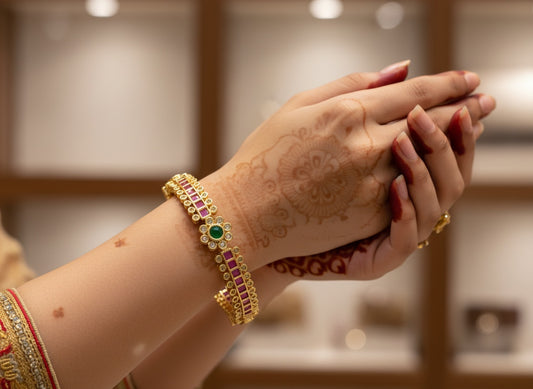 1006 Cz Classic Bangles-Size 2.6- Ruby Green