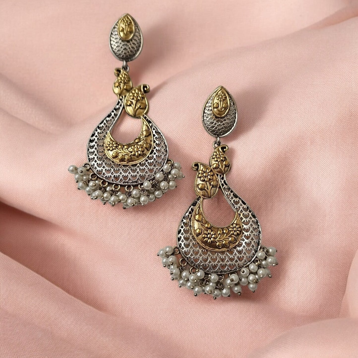 808675 Pretty Precious Fashion Oxidised Silver Stylish Party Wear Earrings for Women and Girls