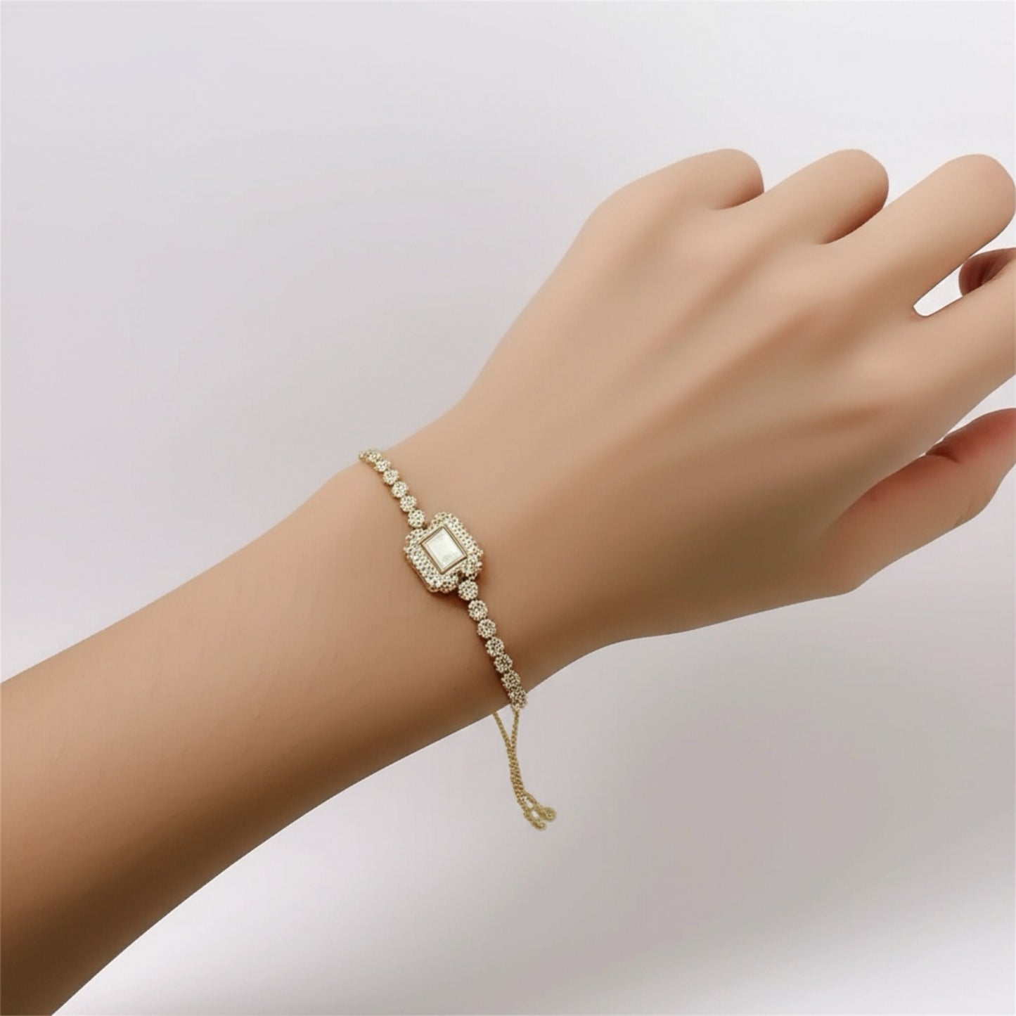 15100-S Adjustable Bracelet With Rhodium Plating-White