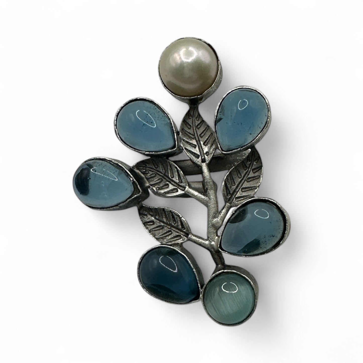 806147 Oxidised Adjustable Ring With 2 Tone Plating