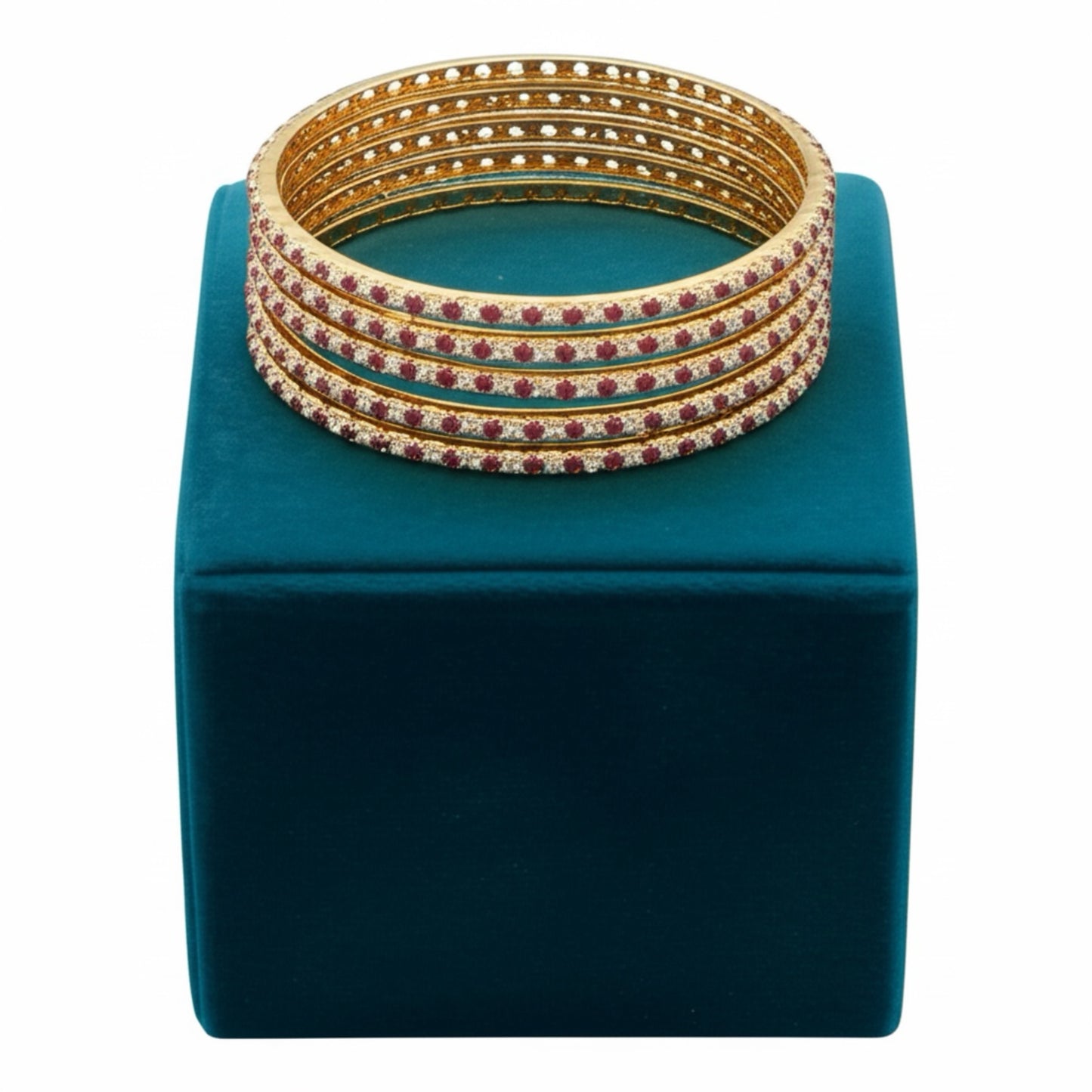 427268 Cz Moti Bangles With Gold Plating-Size 2.6