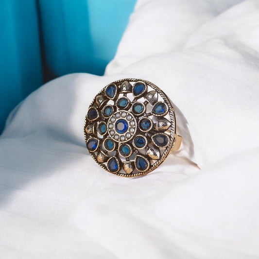 809087 Ring With Oxidised Plating Blue