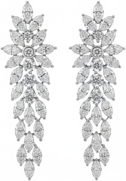 435939-Pretty Precious Rhodium Plated American Diamond Earrings for Women & Girls | AD Stud Earrings | Sparkling Cubic Zirconia Jewellery | Elegant Party & Daily Wear-White