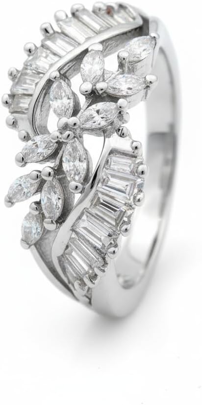 442892-Pretty Precious American Diamond Finger Ring for Women & Girls | Rhodium Plated AD Ring | Adjustable Elegant Party, Wedding & Daily Wear Jewellery-Silver with White Stone