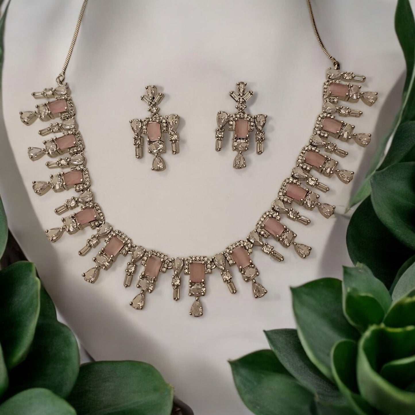 96209-NS Cz Delicate Necklace-Pink