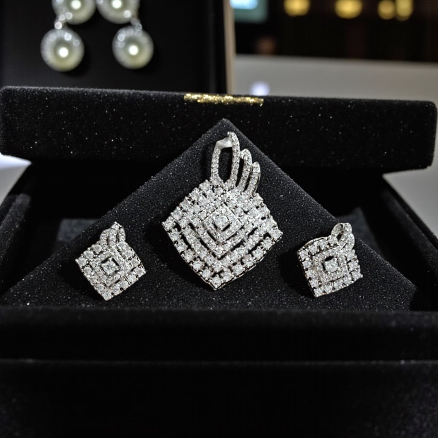 436547-American Diamond Delicate Pendant Set With Rhodium Plating