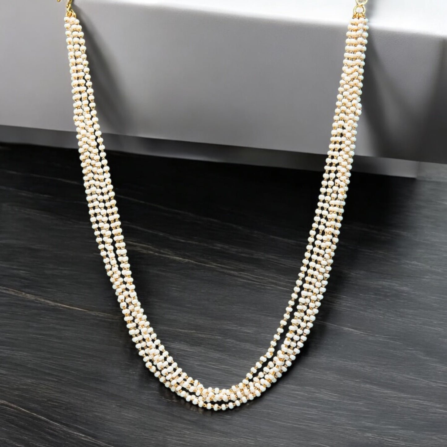 434380 Cz 5 Line Mala Necklace With Gold Plating