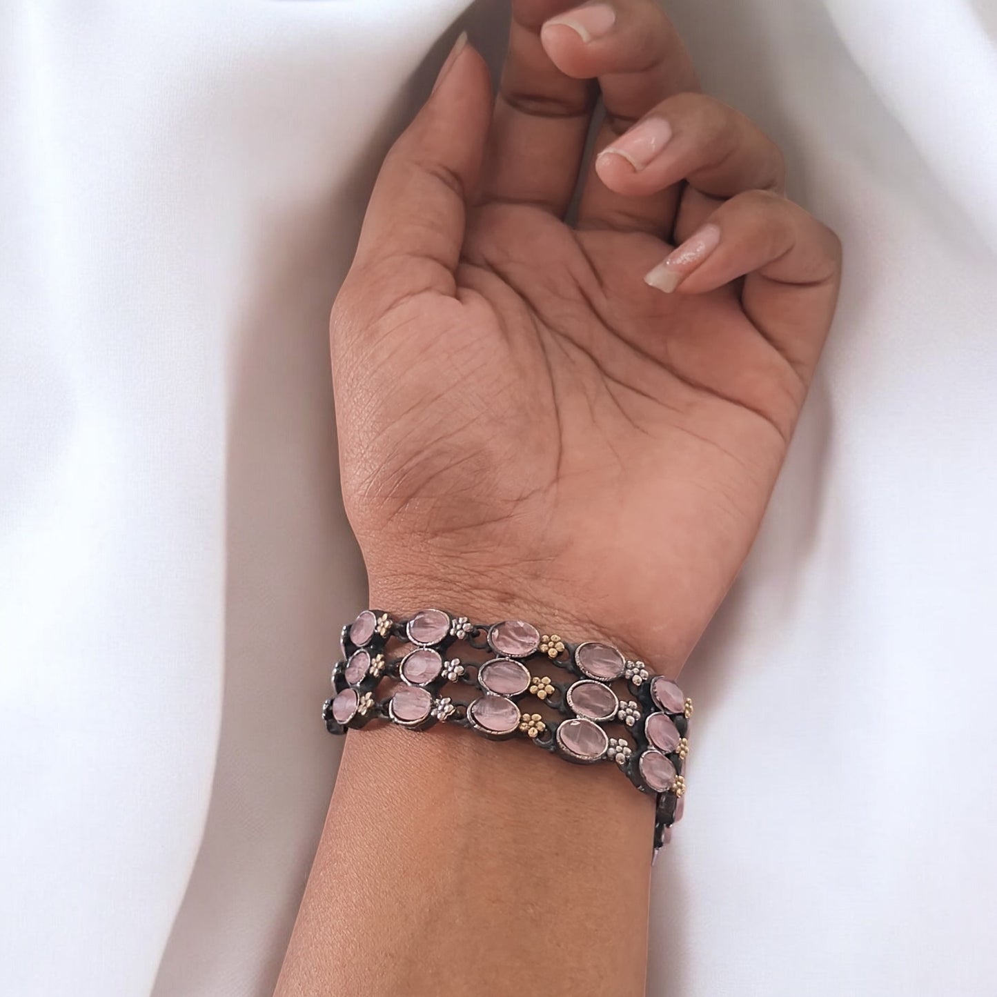 93509-BRO Classic Kada With Oxidised Plating-Pink