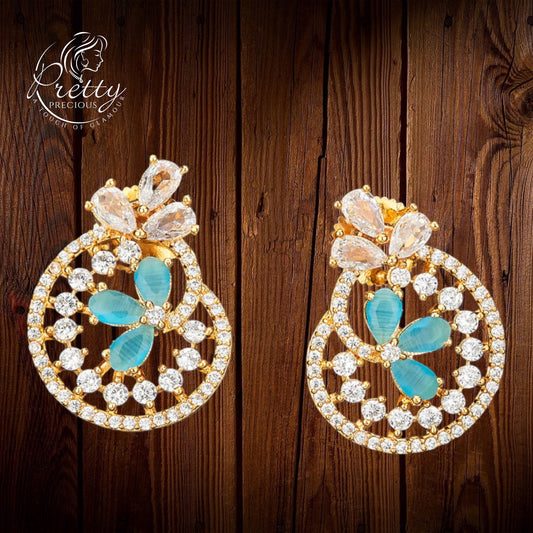 421395 Cz Short Earring With Gold Plating
