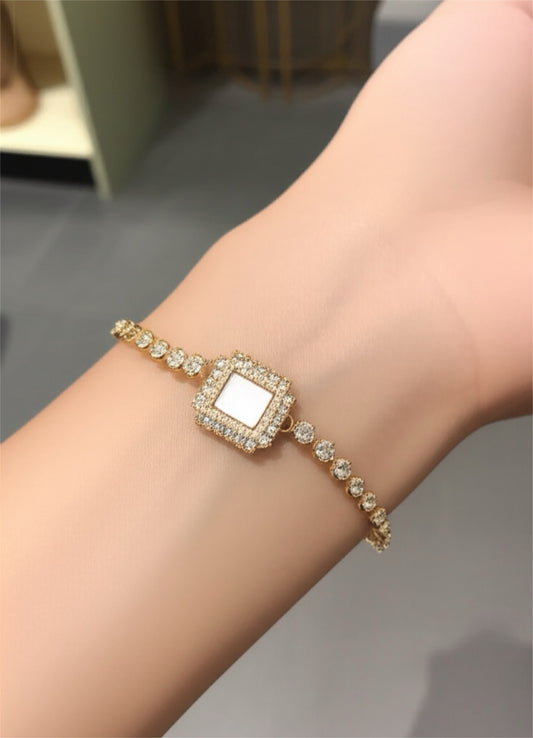 15100-S Adjustable Bracelet With Rhodium Plating-White