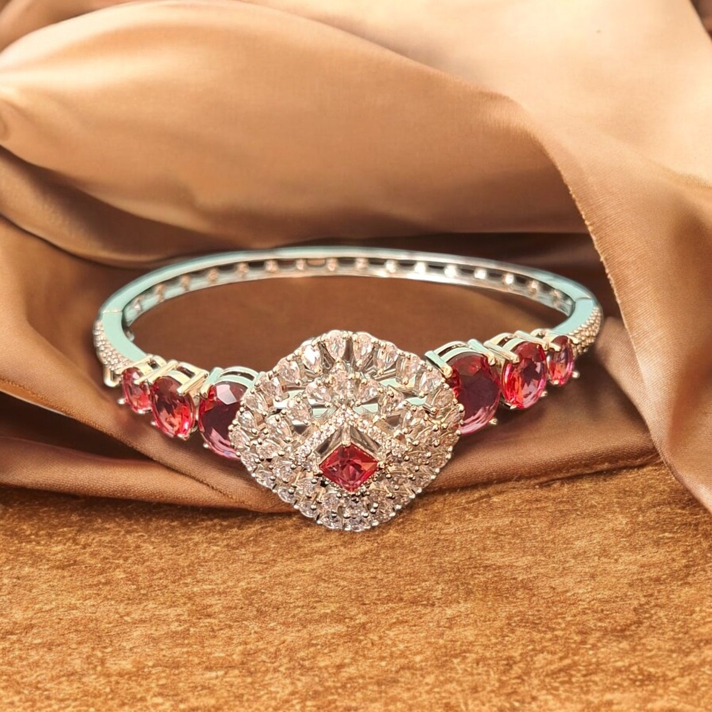 95109-KD Cubic Zirconia Classic Kada With Rhodium Plating-Ruby