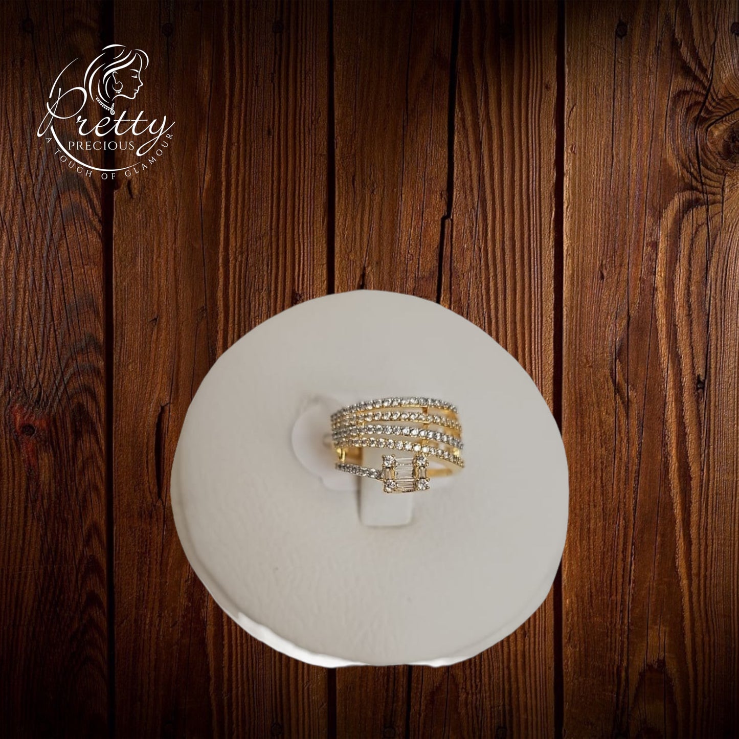 421147 Cz Adjustable Ring 2 Tone