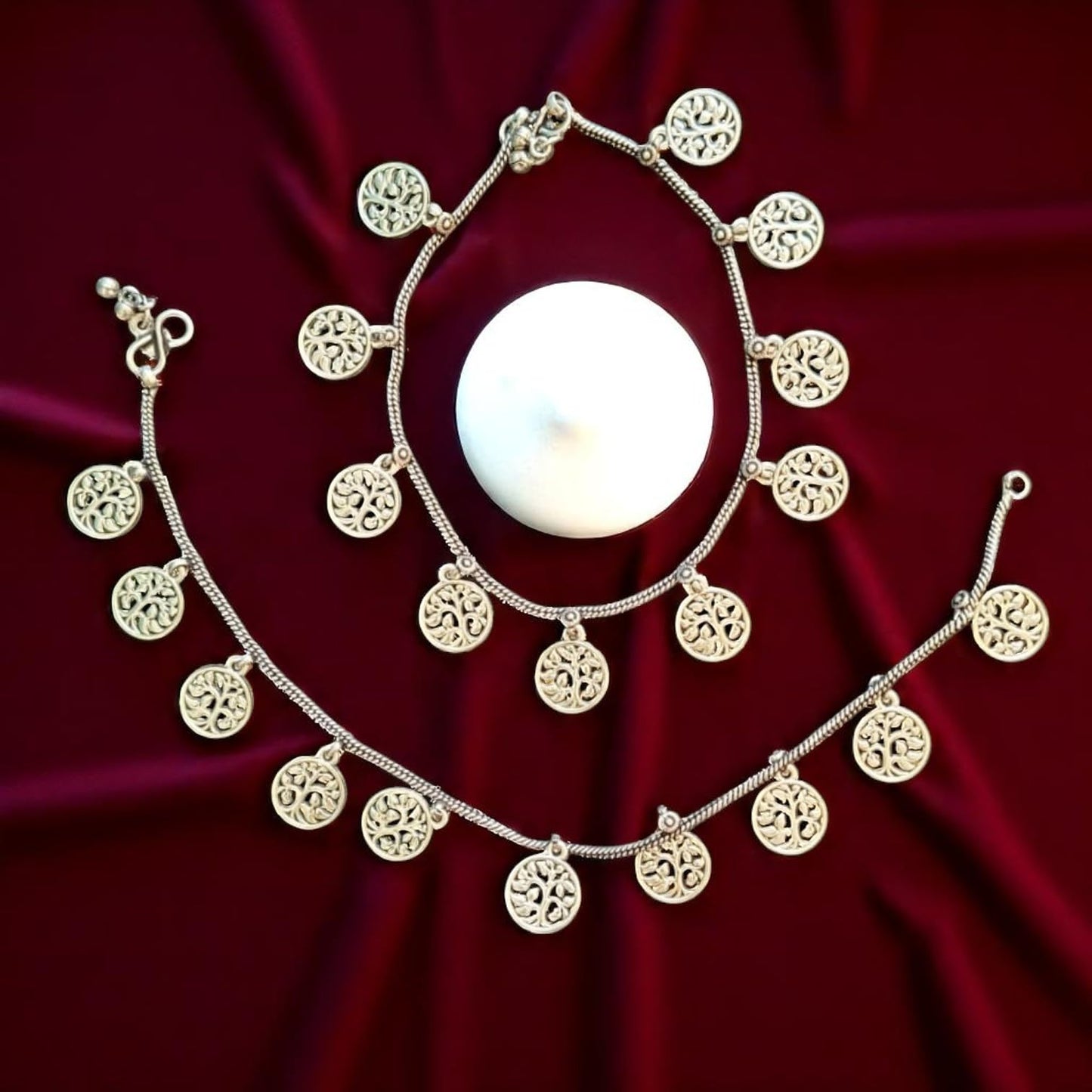 91999-ANO Classic Anklet With Oxidized Plating-Design 1