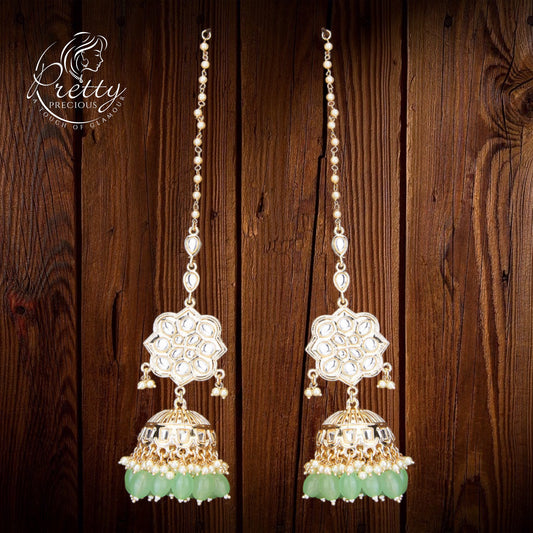 109588 Indo Western Beads Earring With Gold Plating-Mint