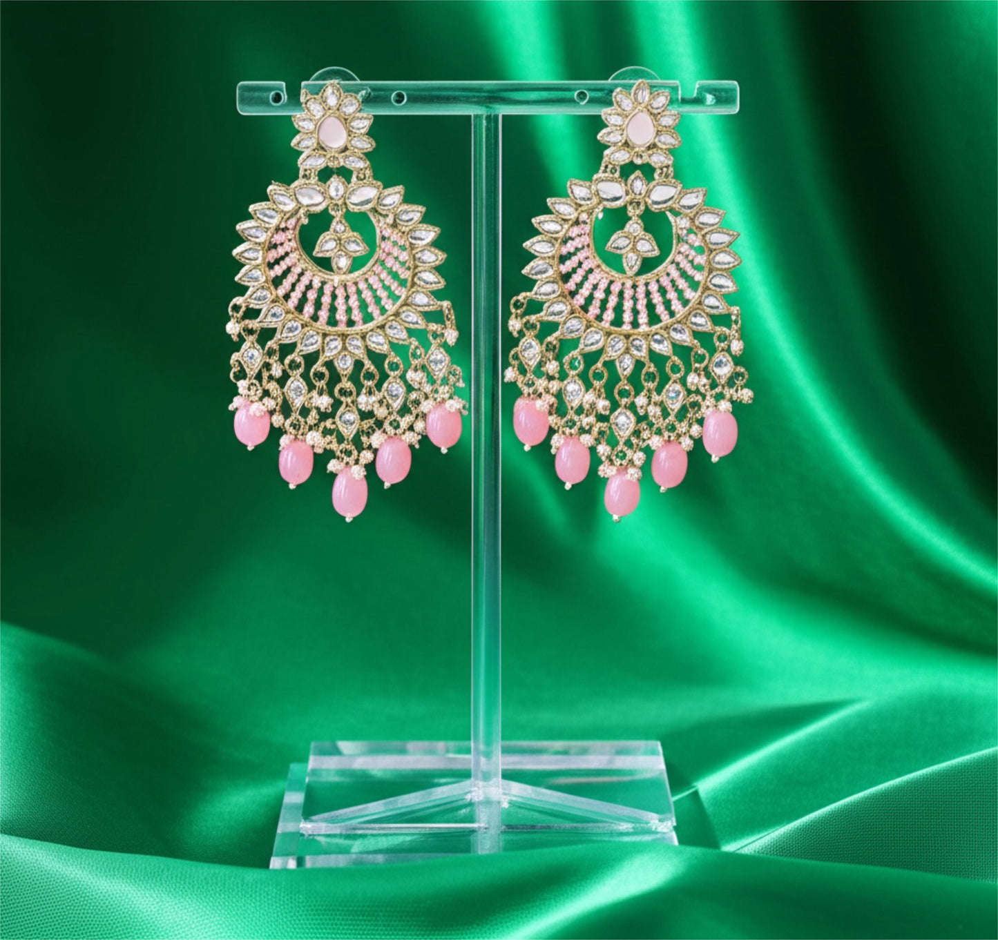 108536-Indo Western (Kundan) Earring-Pink