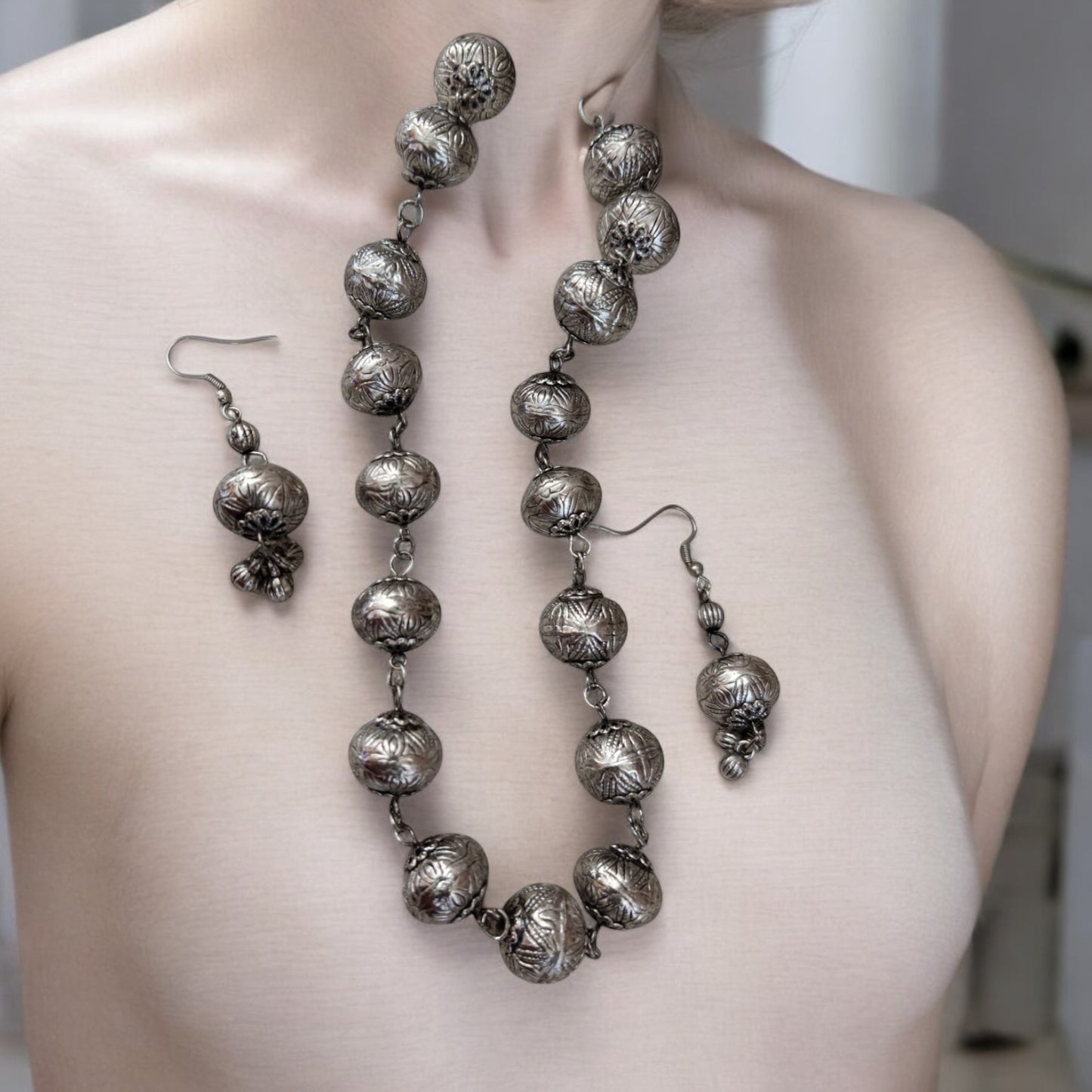 92999-NSO Classic Necklace With Oxidised Plating-Silver