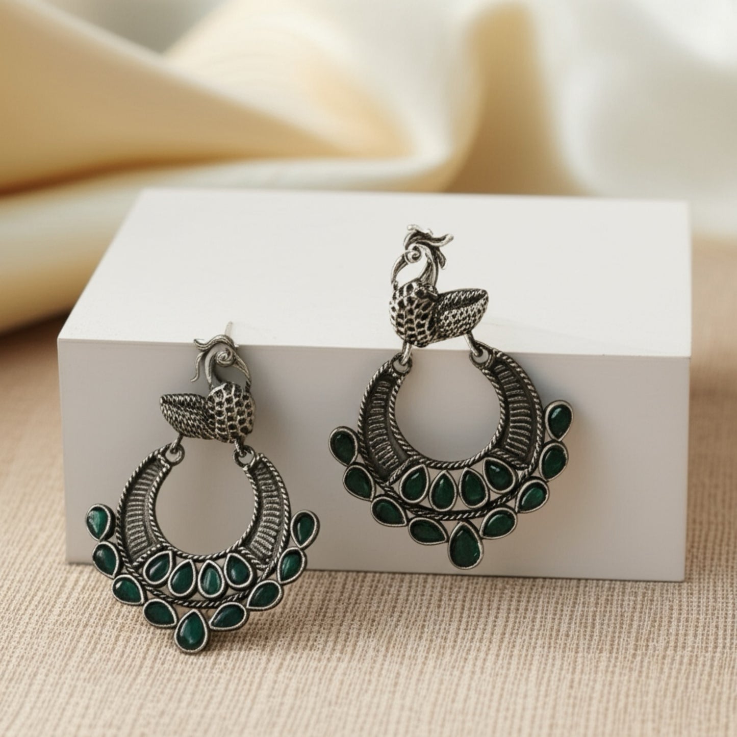 801974 Pretty Precious Fashion Oxidised Silver Stylish Party Wear Earrings for Women and Girls