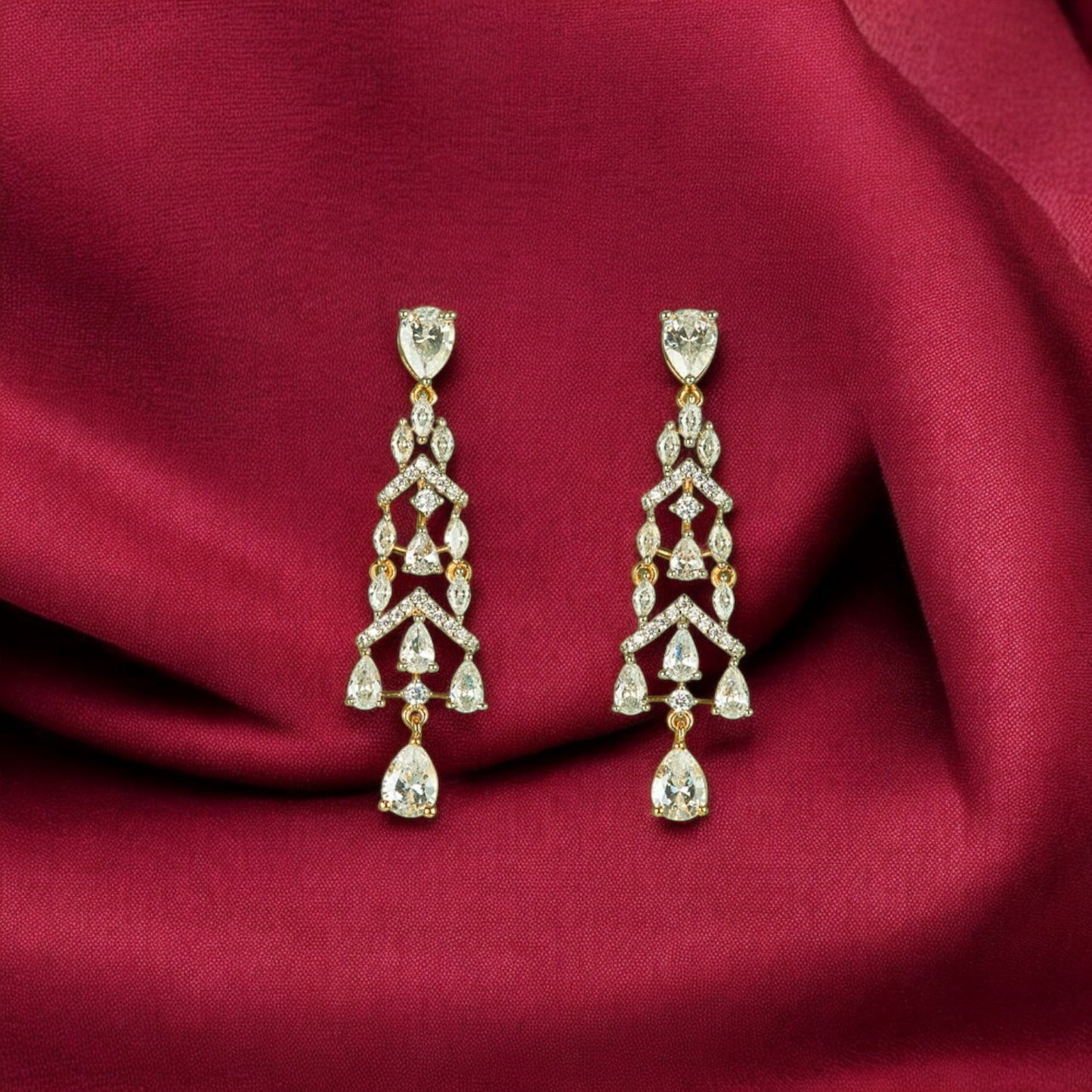 437567 CZ Earring With 2 Tone Plating