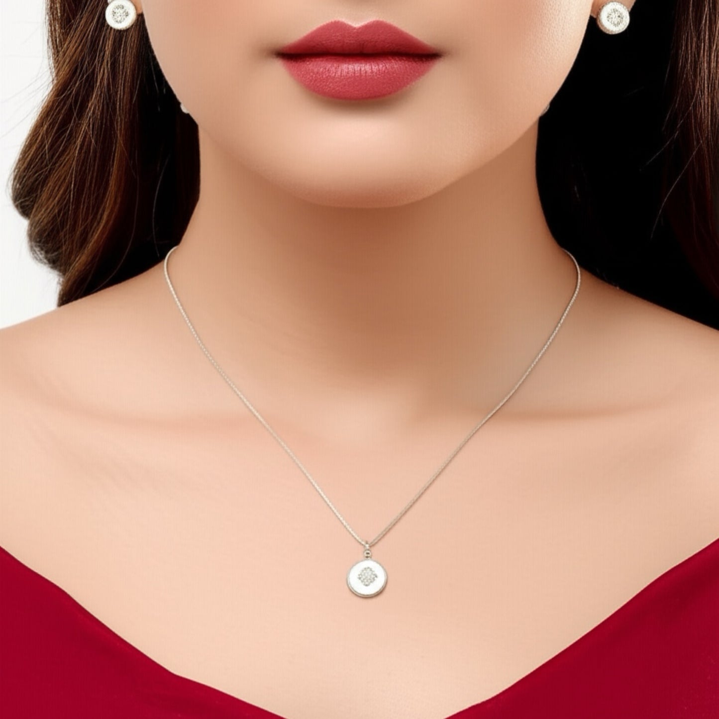 PS-290 Western Pendant Set Rhodium Plated