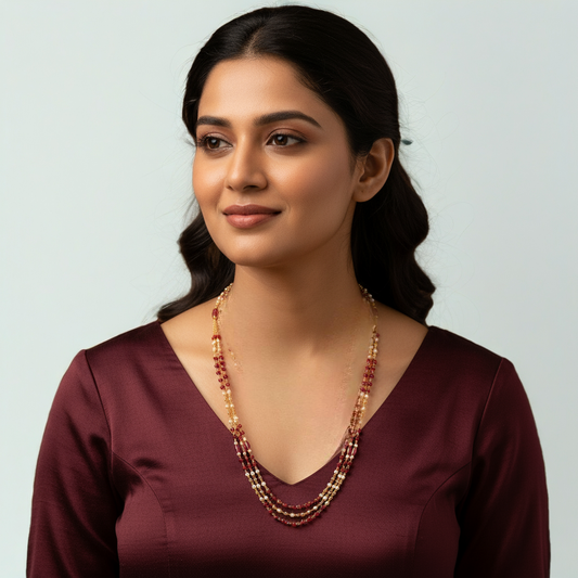 432566 Cubic Zirconia Classic Mala Necklace With Gold Plating-Rani