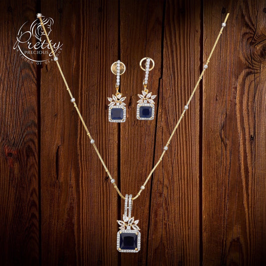 422155 Cz Classic Pendant Set With 2 Tone Plating