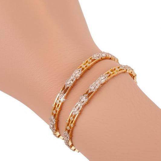 435675 Cz Bangles With Gold Plating - 2 Tone-Size 2.6
