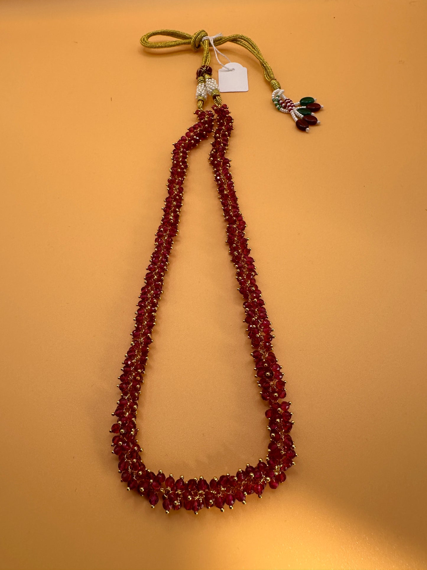 1041 Cubic Zirconia Mala Necklace-Ruby