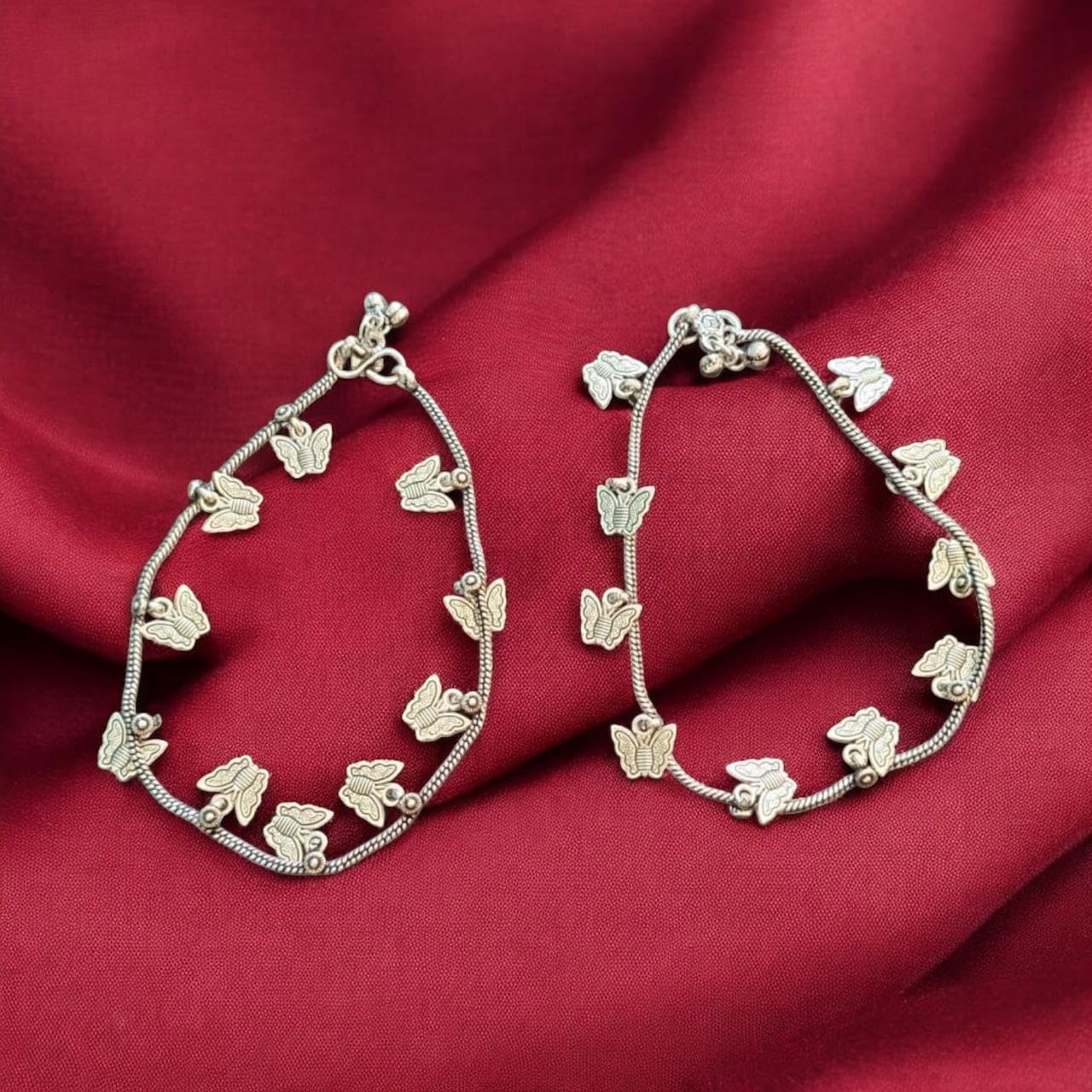 91999-ANO Classic Anklet With Oxidized Plating-Butterfly Design