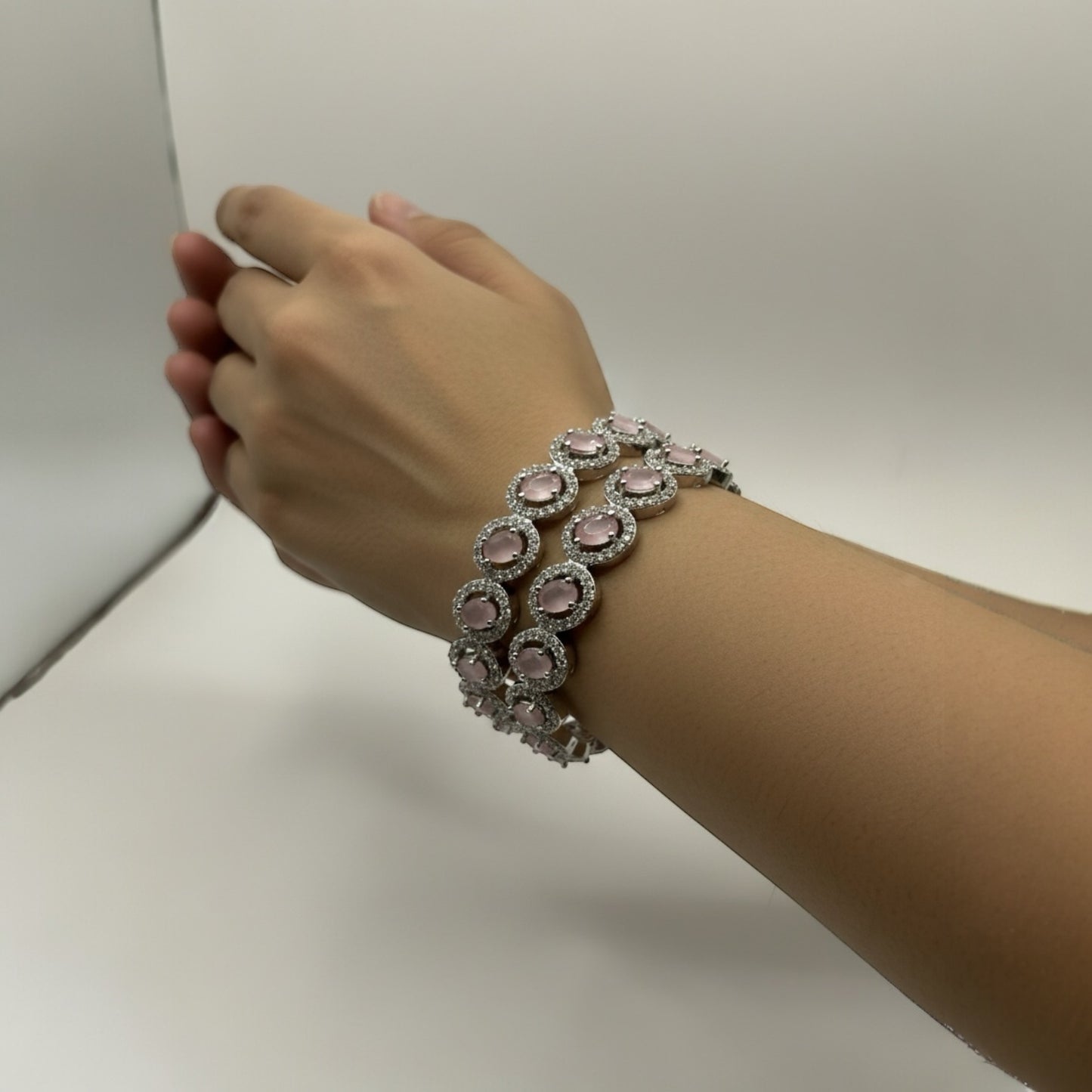 1025 Cz Classic Bangles-Size 2.4-Pink