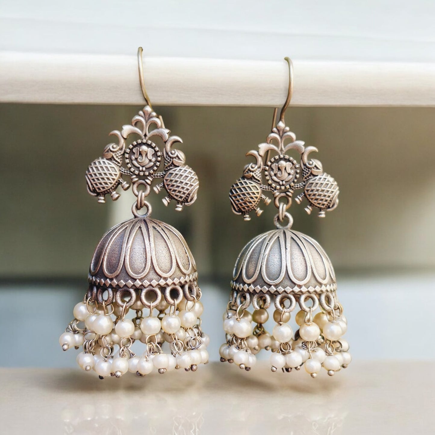 92999-ERO Pretty Precious Fashion Oxidised Silver Stylish Party Wear Earrings for Women and Girls-Jumki