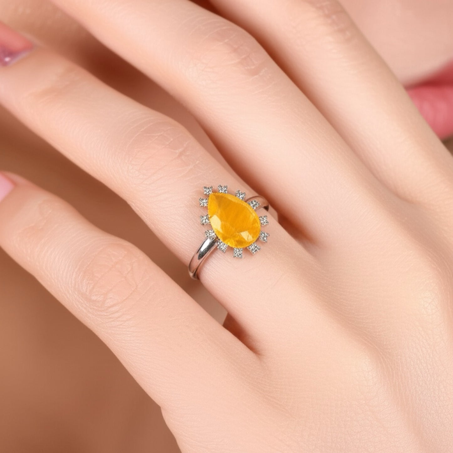 429272 Cz Adjustable Ring Yellow